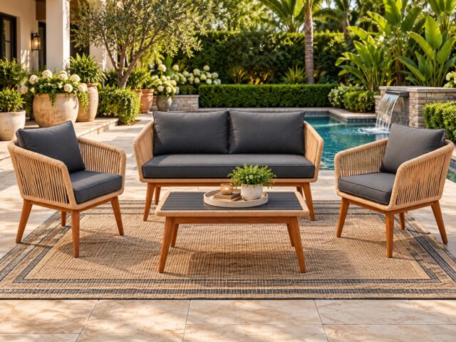 Sofá Rattan Set 4 piezas